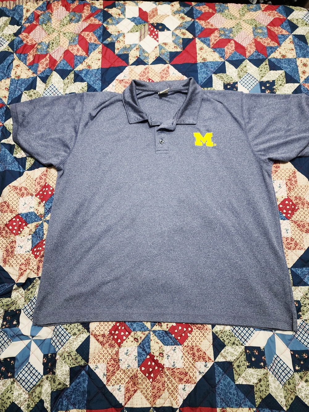 Knights Apparel Navy Heather Polo with Yellow 'M' Chest Logo